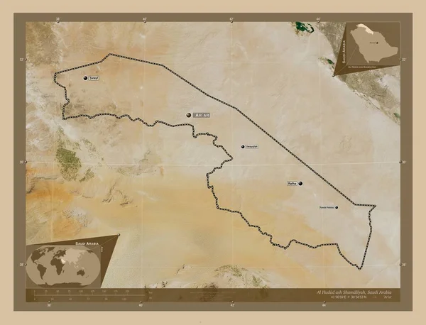 Hudud Ash Shamaliyah Región Arabia Saudita Mapa Satelital Baja Resolución — Foto de Stock