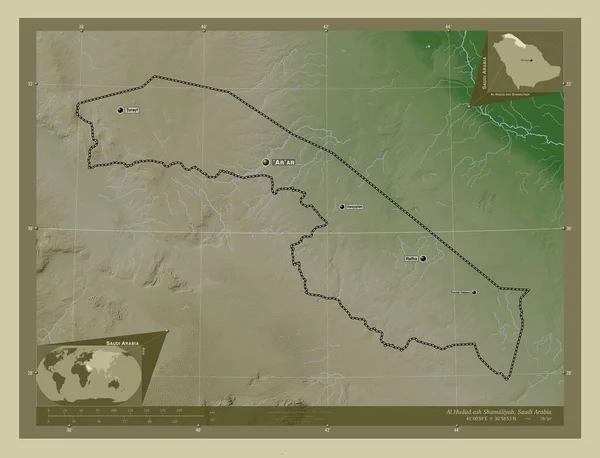 Hudud Cenere Shamaliyah Regione Dell Arabia Saudita Mappa Elevazione Colorata — Foto Stock