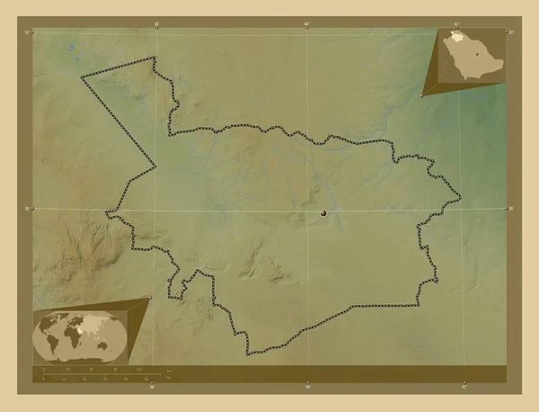 Jawf Regione Dell Arabia Saudita Mappa Elevazione Colorata Con Laghi — Foto Stock