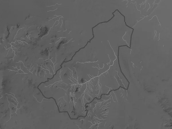Qasim Region Saudi Arabia Grayscale Elevation Map Lakes Rivers — Fotografia de Stock
