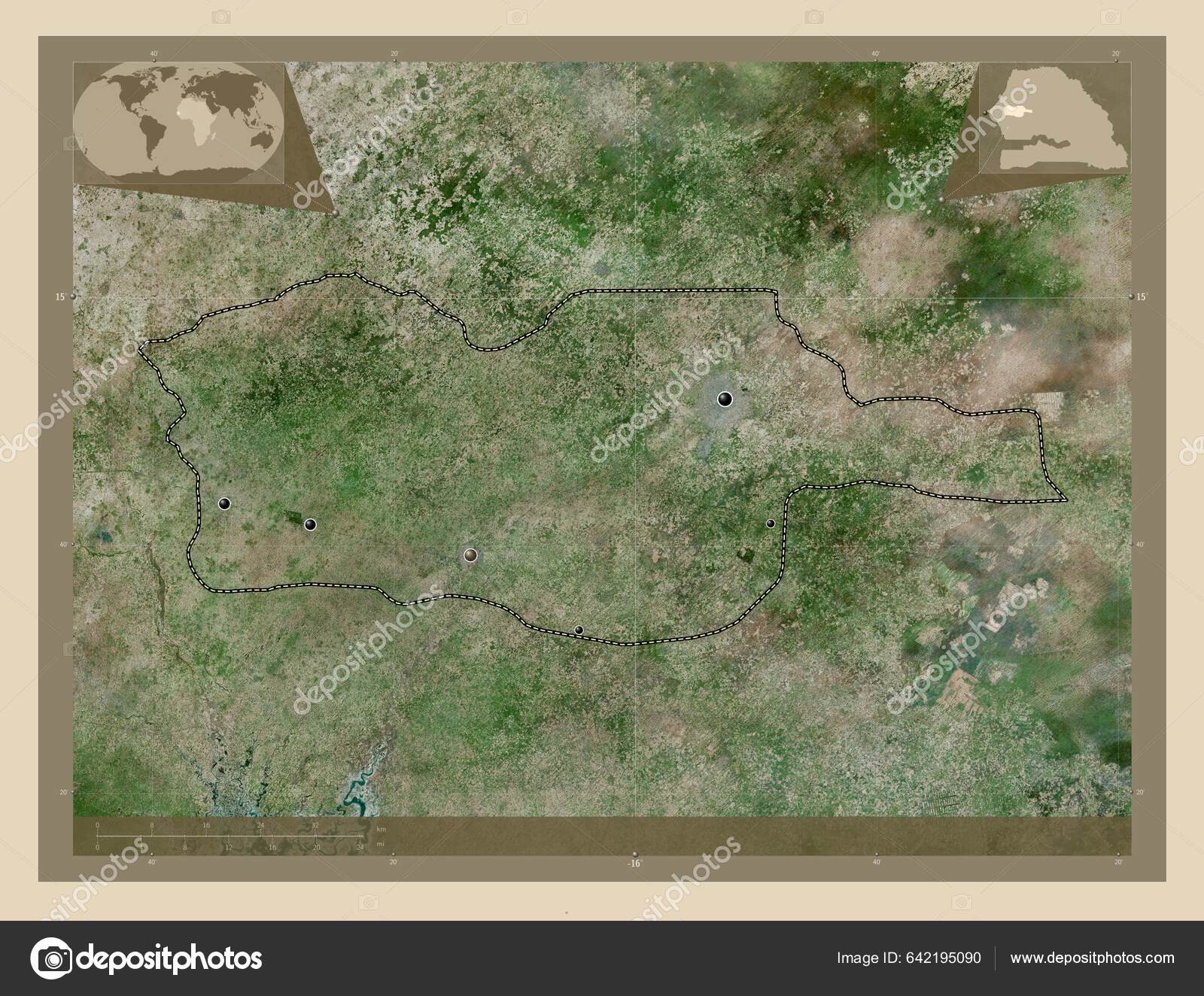 Diourbel Region Senegal High Resolution Satellite Map Locations Major