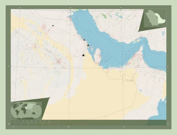 Ash Sharqiyah Regione Dell Arabia Saudita Mappa Stradale Aperta Località — Foto Stock