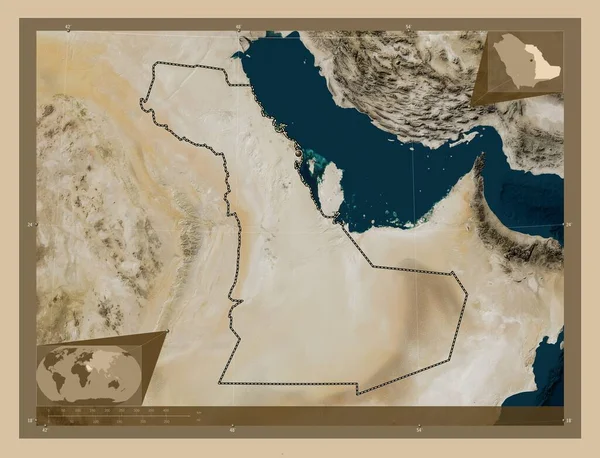 Ash Sharqiyah Region Saudi Arabia Low Resolution Satellite Map Corner — Stok fotoğraf