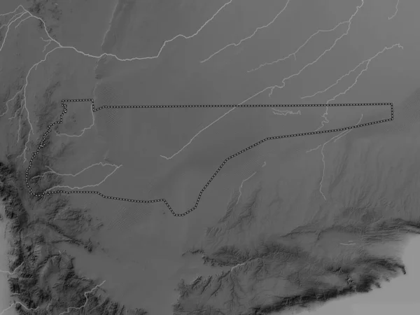 Najran Region Saudi Arabia Grayscale Elevation Map Lakes Rivers — ストック写真