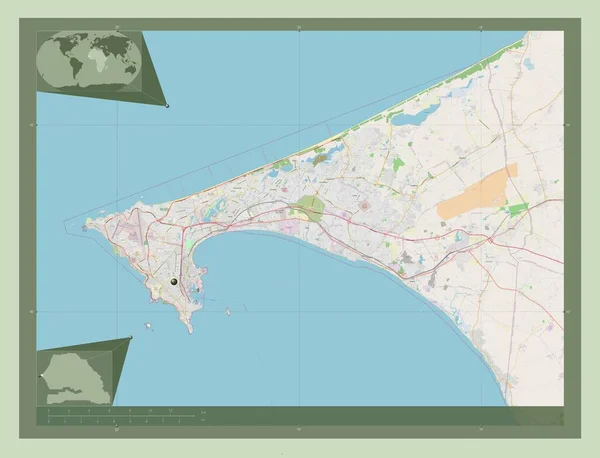 Дакар Район Сенегала Карта Улиц Вспомогательные Карты Расположения Углов — стоковое фото