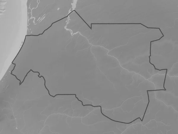 Louga Region Senegal Grayscale Elevation Map Lakes Rivers — Stock Photo, Image