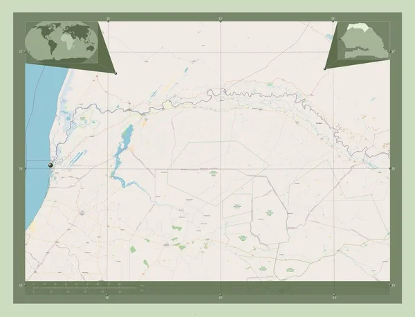 Сент Луи Район Сенегала Карта Улиц Вспомогательные Карты Расположения Углов — стоковое фото