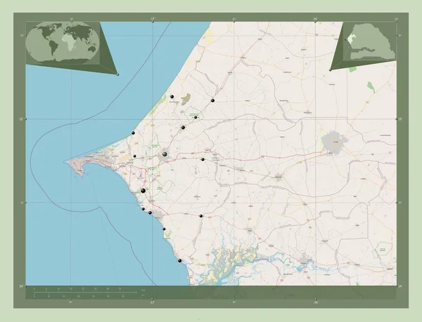 Твой Район Сенегала Карта Улиц Места Расположения Крупных Городов Области — стоковое фото