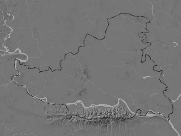 Juzno Backi Distrito Serbia Mapa Elevación Bilevel Con Lagos Ríos — Foto de Stock