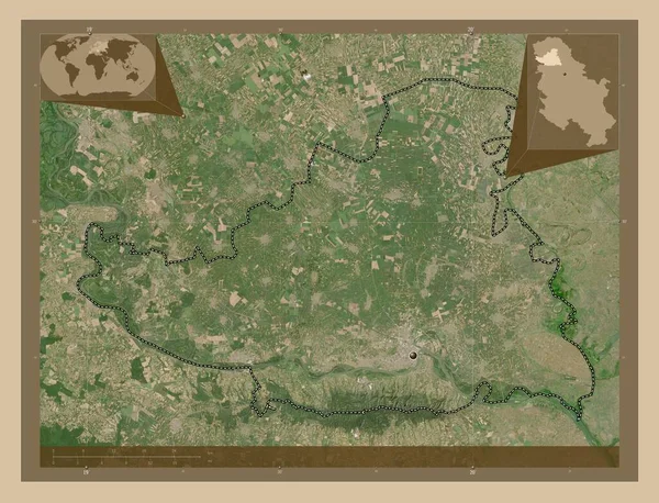 Juzno Backi District Serbia Low Resolution Satellite Map Corner Auxiliary — Stock Photo, Image