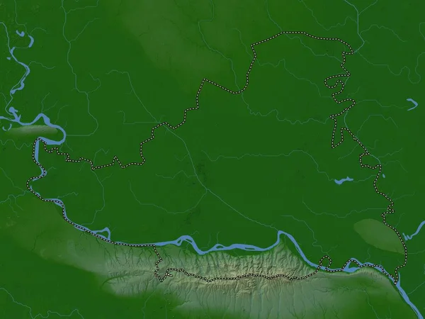 Juzno Backi District Serbia Colored Elevation Map Lakes Rivers — Stok fotoğraf