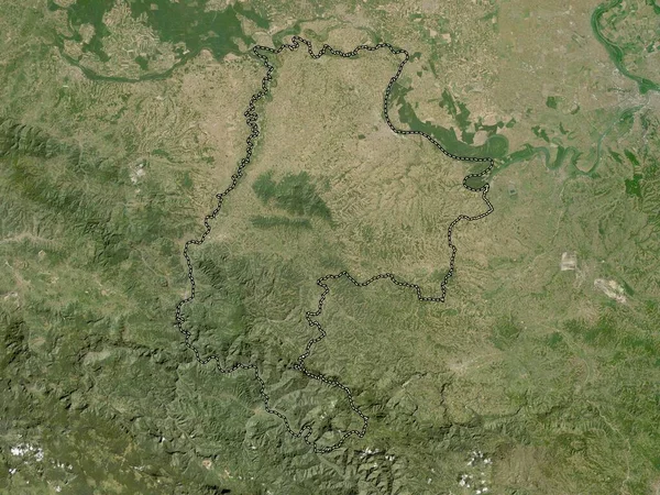 Macvanski District Serbia Low Resolution Satellite Map — Stock Photo, Image