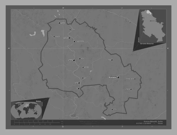 Severno Banatski Okres Srbsko Mapa Nadmořské Výšky Jezery Řekami Umístění — Stock fotografie