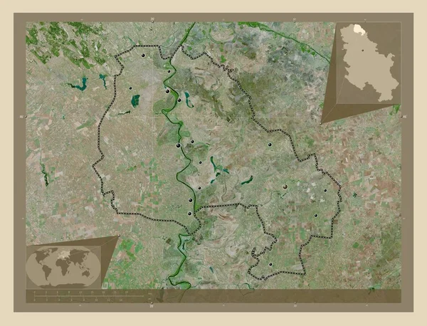 Severno Banatski District Serbia High Resolution Satellite Map Locations Major — Stock Photo, Image