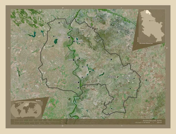 Severno Banatski District Serbia High Resolution Satellite Map Locations Names — Stock Photo, Image