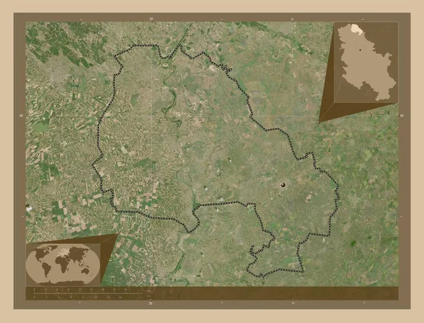 Severno Banatski District Serbia Low Resolution Satellite Map Corner Auxiliary — Stock Photo, Image