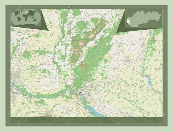 Bratislavsky Region Slovakia Open Street Map Corner Auxiliary Location Maps — Stock Photo, Image