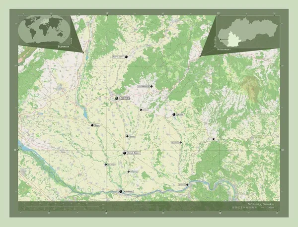 Nitriansky Region Slovakia Open Street Map Locations Names Major Cities — Stock Photo, Image