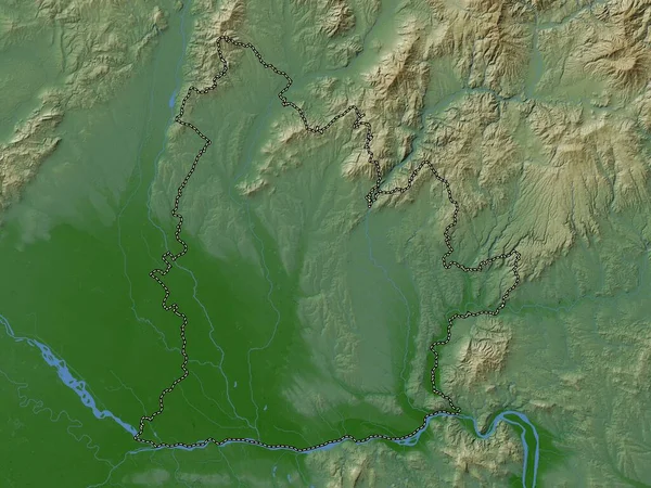 Nitriansky Region Slovakia Colored Elevation Map Lakes Rivers — Stock Photo, Image