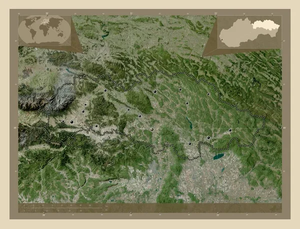 Presowski Область Словаччини Супутникова Карта Високої Роздільної Здатності Розташування Великих — стокове фото