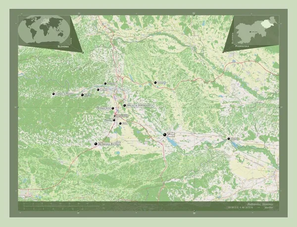 Podravska Statistical Region Slovenia Open Street Map Locations Names Major — Stockfoto