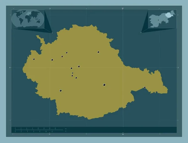 Podravska Statistische Region Sloweniens Einfarbige Form Standorte Der Wichtigsten Städte — Stockfoto