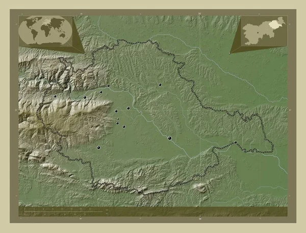 Podravska Statistical Region Slovenia Elevation Map Colored Wiki Style Lakes —  Fotos de Stock
