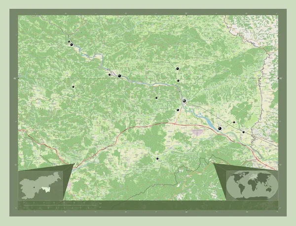 Spodnjeposavska Statistical Region Slovenia Open Street Map Locations Major Cities — Stock Photo, Image