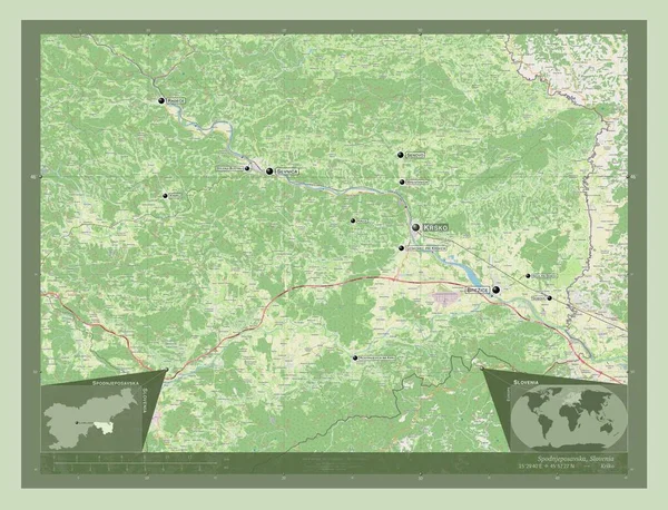 Spodnjeposavska Statistical Region Slovenia Open Street Map Locations Names Major — Stock Photo, Image