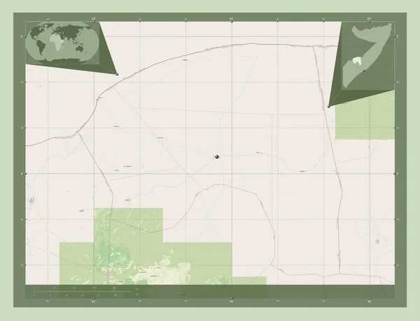 Бакул Район Сомали Карта Улиц Вспомогательные Карты Расположения Углов — стоковое фото