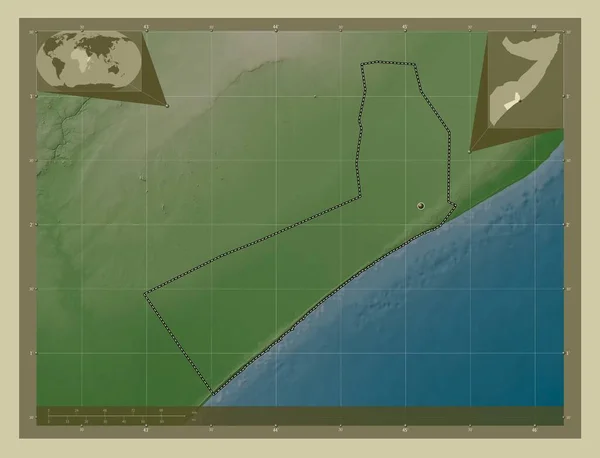 Шабиллаха Хус Регион Сомали Карта Высоты Окрашенная Вики Стиле Озерами — стоковое фото