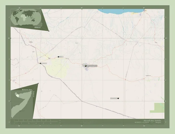 Maroodi Jeex Region Somalia Open Street Map Locations Names Major — Stock Photo, Image