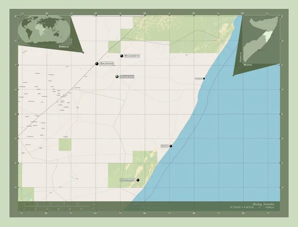 Мудуг Район Сомалі Відкрита Карта Вулиць Місця Розташування Назви Великих — стокове фото