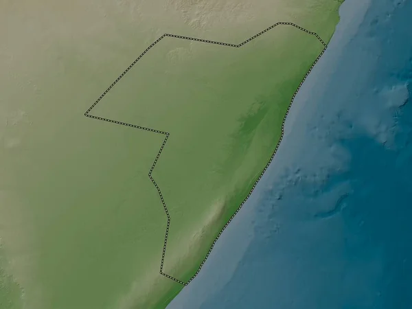 Mudug Region Somalia Elevation Map Colored Wiki Style Lakes Rivers — Stockfoto