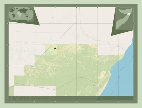 Нугал Район Сомалі Відкрита Карта Вулиць Кутові Допоміжні Карти Місцезнаходження — стокове фото