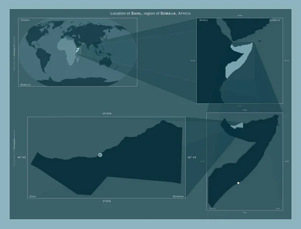 Sahil Región Somalia Diagrama Que Muestra Ubicación Región Mapas Gran —  Fotos de Stock