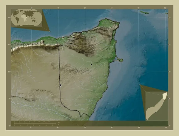 Μπάρι Περιφέρεια Της Ηπειρωτικής Σομαλίας Υψόμετρο Χάρτη Χρωματισμένο Στυλ Wiki — Φωτογραφία Αρχείου