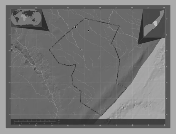 Galgaduud Región Somalia Continental Mapa Elevación Bilevel Con Lagos Ríos —  Fotos de Stock