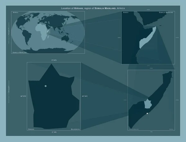 Hiiraan Wilayah Somalia Daratan Diagram Menunjukkan Lokasi Wilayah Tersebut Pada — Stok Foto