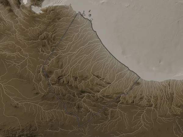 Awdal Region Somaliland Elevation Map Colored Sepia Tones Lakes Rivers — Stock Fotó