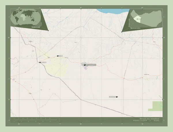 Maroodi Jeex Region Somaliland Open Street Map Locations Names Major — Stock Photo, Image