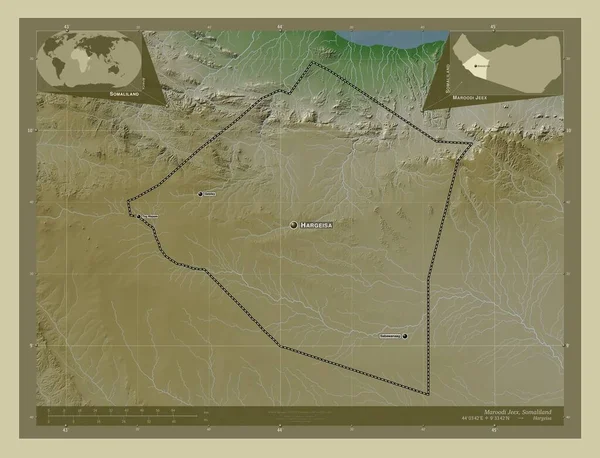 Maroodi Jeex Region Somaliland Elevation Map Colored Wiki Style Lakes — Stock Photo, Image