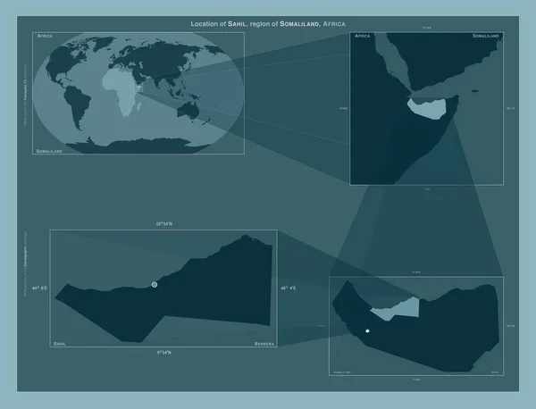 Сахіл Район Сомаліленду Діаграма Показує Розташування Регіону Мапах Великого Масштабу — стокове фото