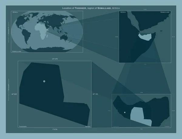Тогдхір Район Сомаліленду Діаграма Показує Розташування Регіону Мапах Великого Масштабу — стокове фото