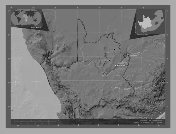 Cabo Norte Provincia Sudáfrica Mapa Elevación Bilevel Con Lagos Ríos —  Fotos de Stock