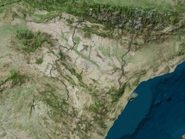 Aragon, autonomous community of Spain. High resolution satellite map clipart