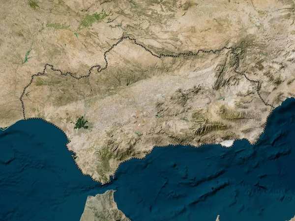 Andalucia Autonomous Community Spain Low Resolution Satellite Map — Stok Foto