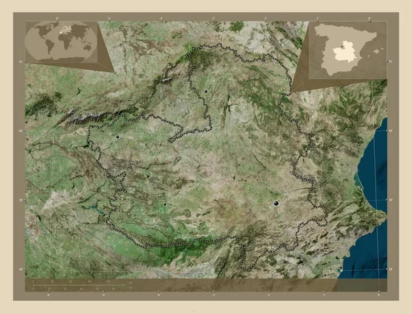 Castilla Mancha Autonomous Community Spain High Resolution Satellite Map Locations — ストック写真