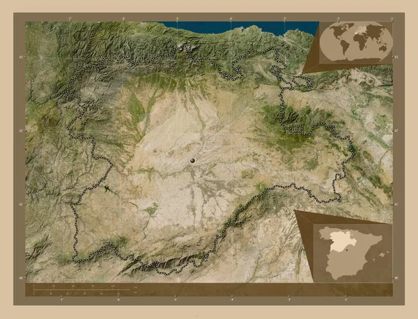 Castilla Leon Автономне Співтовариство Іспанії Супутникова Карта Низькою Роздільною Здатністю — стокове фото
