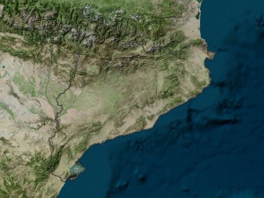 Cataluna, autonomous community of Spain. High resolution satellite map